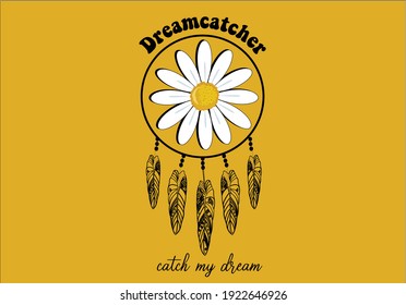 yellow dreamcatcher vector art design