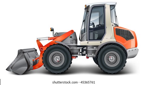 Yellow dredge, isolated over white background, heavy machine