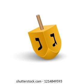 Yellow dreidel icon. Realistic illustration of yellow dreidel vector icon for web design isolated on white background