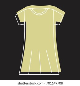 Yellow dress in doodle style icons vector illustration for design and web isolated on black background. Yellow dress vector object for labels and logo