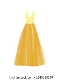 Yellow dress with glitter, vector