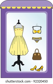 Yellow dress in the shop