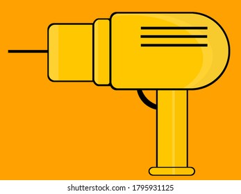 Yellow drill, simple flat drawing