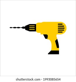 Yellow drill vector icon. Illustration isolated for graphic and web design on white background. color editable