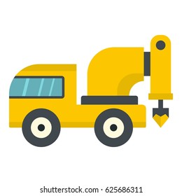 Yellow drilling machine icon flat isolated on white background vector illustration