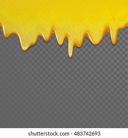 Amarillo goteando miel. Vector fluye sin fisuras por el fondo de la miel.