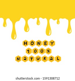 Yellow drips on white background. Paint or honey drops. Natural honey