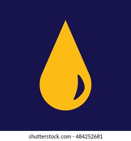 Yellow drop icon vector. Blue background