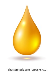 Yellow drop isolated on white, vector icons