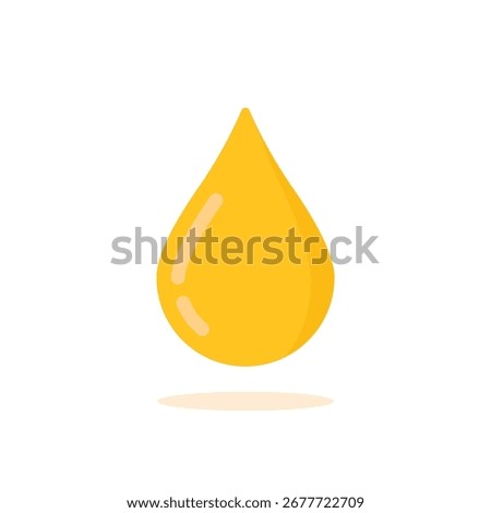yellow drop like clean oil or honey icon. simple flat cartoon style trend modern abstract logotype graphic art design element isolated on white. concept of organic pure oil for food or engine motor