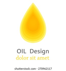 Yellow drop of oil isolated on white background