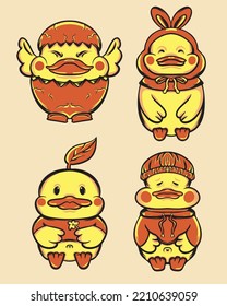 Yellow Duck Art Vector Asset