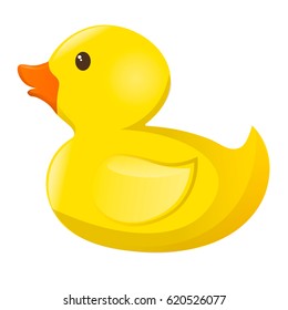 Yellow duck baby games. Single flat icon