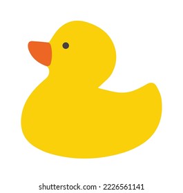 Yellow duck bath toy flat icon