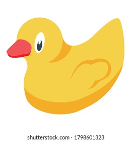 Yellow duck bath toy icon. Isometric of yellow duck bath toy vector icon for web design isolated on white background