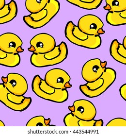 Yellow duck beautiful background vector illustration, duck seamless