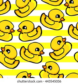 Yellow duck beautiful background vector illustration, duck seamless