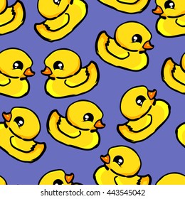 Yellow duck beautiful background vector illustration, duck seamless