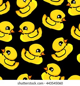 Yellow duck beautiful background vector illustration, duck seamless