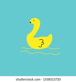 Yellow duck with a blue background