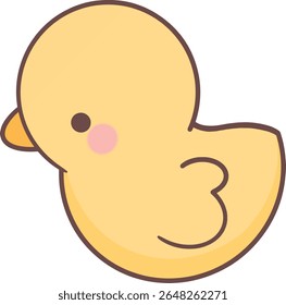Yellow duck cartoon sideways on transparent background