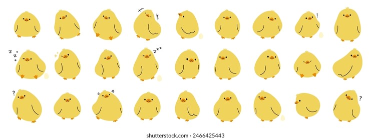 Yellow duck collection 1 cute on a white background, vector illustration.