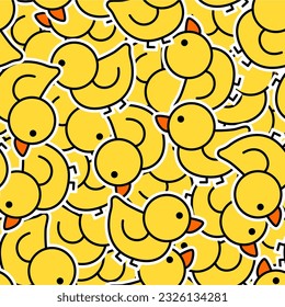 Yellow duck cute cartoon seamless pattern background vector illustration.