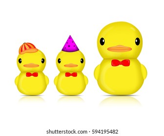 Yellow Duck Family , Vector Cartoons Design