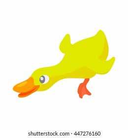 Yellow duck icon in cartoon style on a white background
