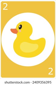 Yellow duck icon, Coloring Page Illustration , card game with color, Flat Design Illustration