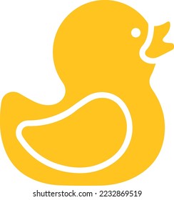 yellow duck icon. Yellow Rubber Duck icon. ducky bath toy flat color icon. duck on White Background