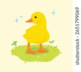 Yellow Duck Illustration cute drawing style vibrant color isolated vector
