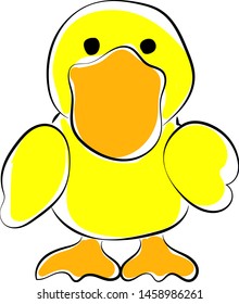 Yellow duck, illustration, vector on white background.