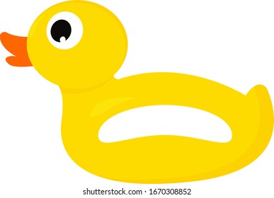 Yellow duck lifebuoy, illustration, vector on white background.