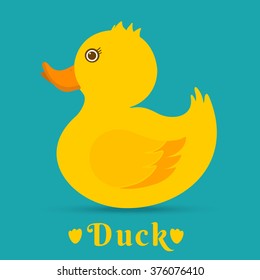 yellow duck  logo  on blue sea color background vector illustration