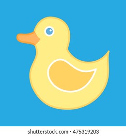Yellow duck on blue background vector illustration