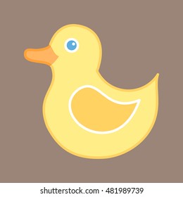 Yellow duck on brown background vector illustration
