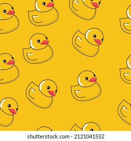 Yellow duck seamless pattern. Rubber. Vector illustration for packaging
