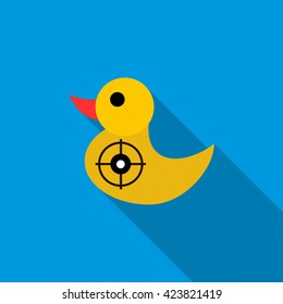 Yellow duck target icon, flat style