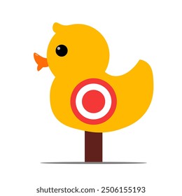 Yellow duck target,funny shooting duck illustration.