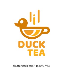 Yellow Duck Tea coffee drink mug cup logo concept design illustration