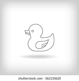 Yellow Duck Toy Icon. Vector illustration