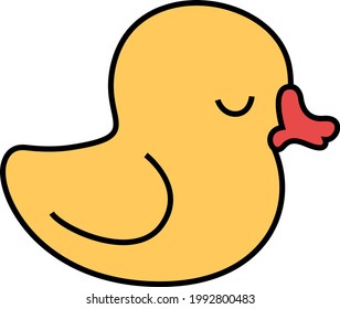 Yellow duck toy, illustration, on a white background.
