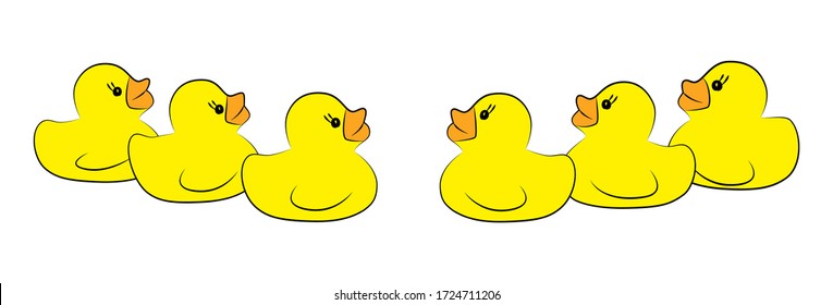 Yellow duck toy on white background. Business, Leadership, Teamwork or Friendship Concept. Vector