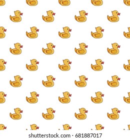 Yellow duck toy pattern seamless repeat in cartoon style vector illustration