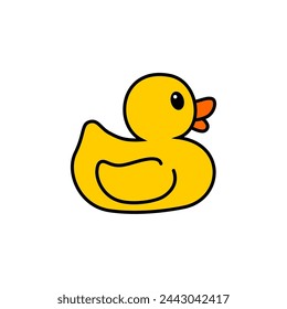 Yellow duck. Vector cute duck cartoon illustration. Flat illustration mascot duck icon