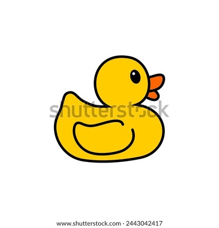 Yellow duck. Vector cute duck cartoon illustration. Flat illustration mascot duck icon