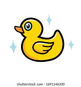 Yellow duck Vector illustration Isolated on white background.