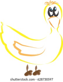 Yellow duck vector sketch icon