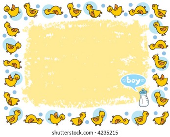 yellow duckies frame for BOY (vector) - illustrated background